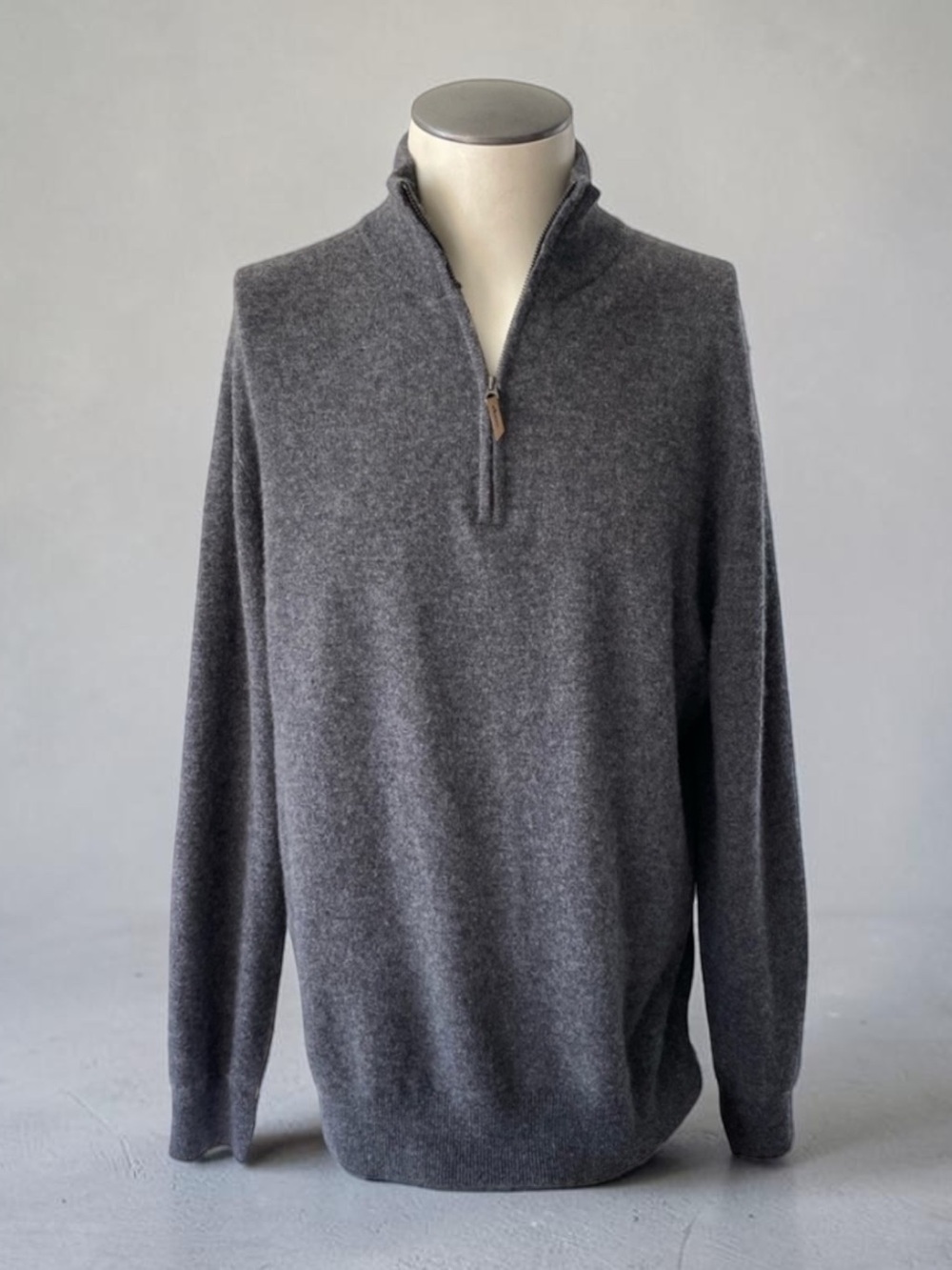 BILTMORE GREY CASHMERE QUARTER ZIP SWEATER